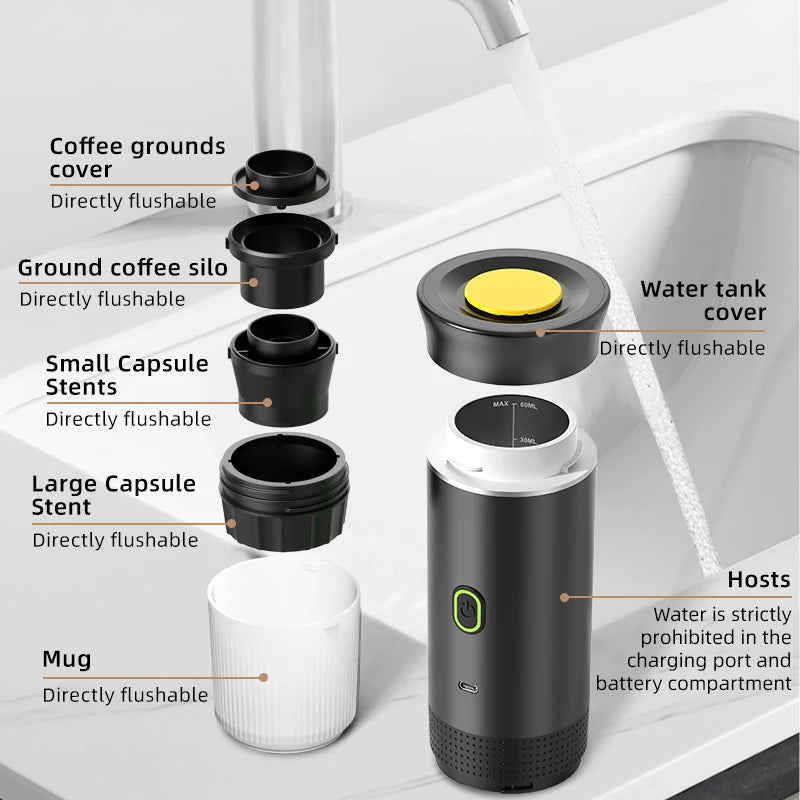 Portable Espresso Machine Wireless 3 In 1 Travel Car Camp