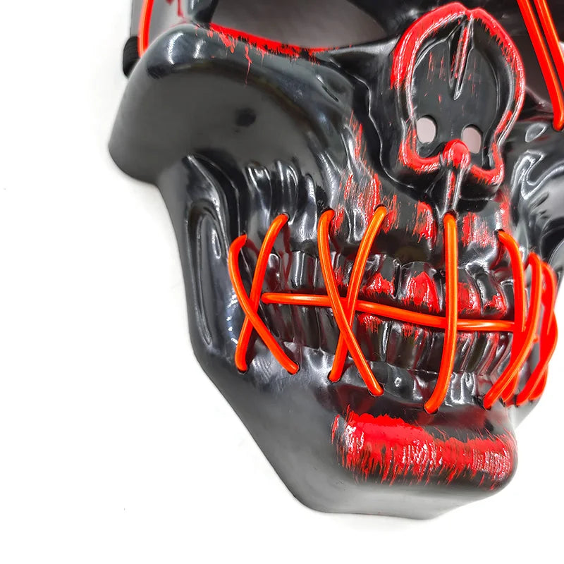 LED Glowing Skull Mask Full Face Halloween 2025 Cosplay
