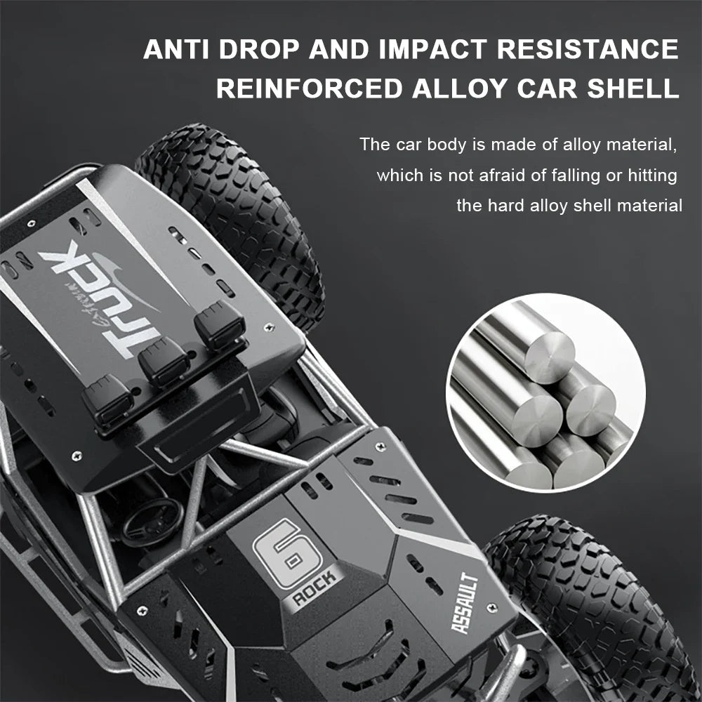 Remote Control Car Off Road Monster Truck Rock Crawler 4WD Dual Motors Metal Shell LED Headlights Kids Gift Fall 2025