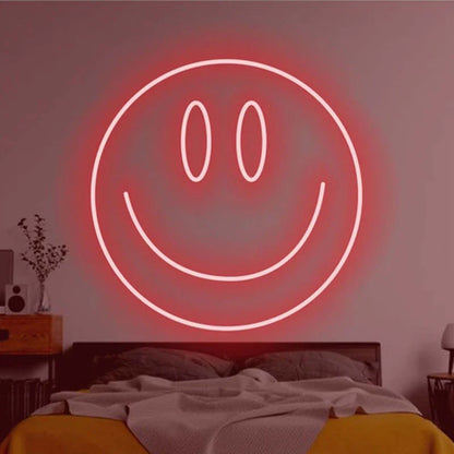 LED Neon Sign 35cm USB Powered Smile Face Wall Hanging Night Light Bedroom Decor Fall 2025 Gift