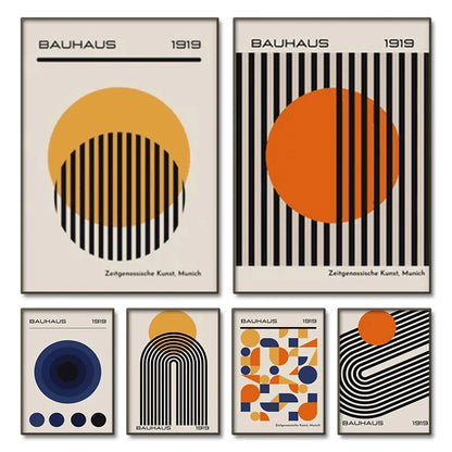 Bauhaus Abstract Geometric Posters Vertical Canvas Art