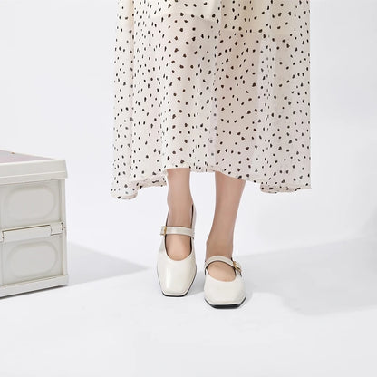 Supportive Women Mary Jane Flats - Square Toe, Leather