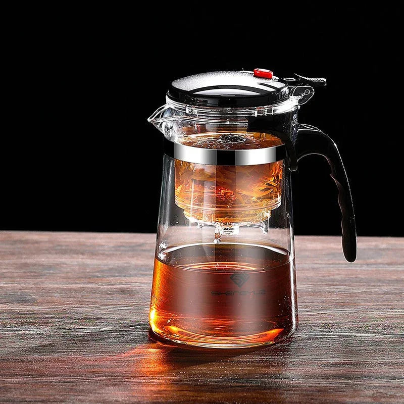 Heat Resistant Glass Teapot With One Click Filter Tea Maker