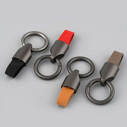 Cowhide Leather Keychain Carabiner Ring Everyday Carry