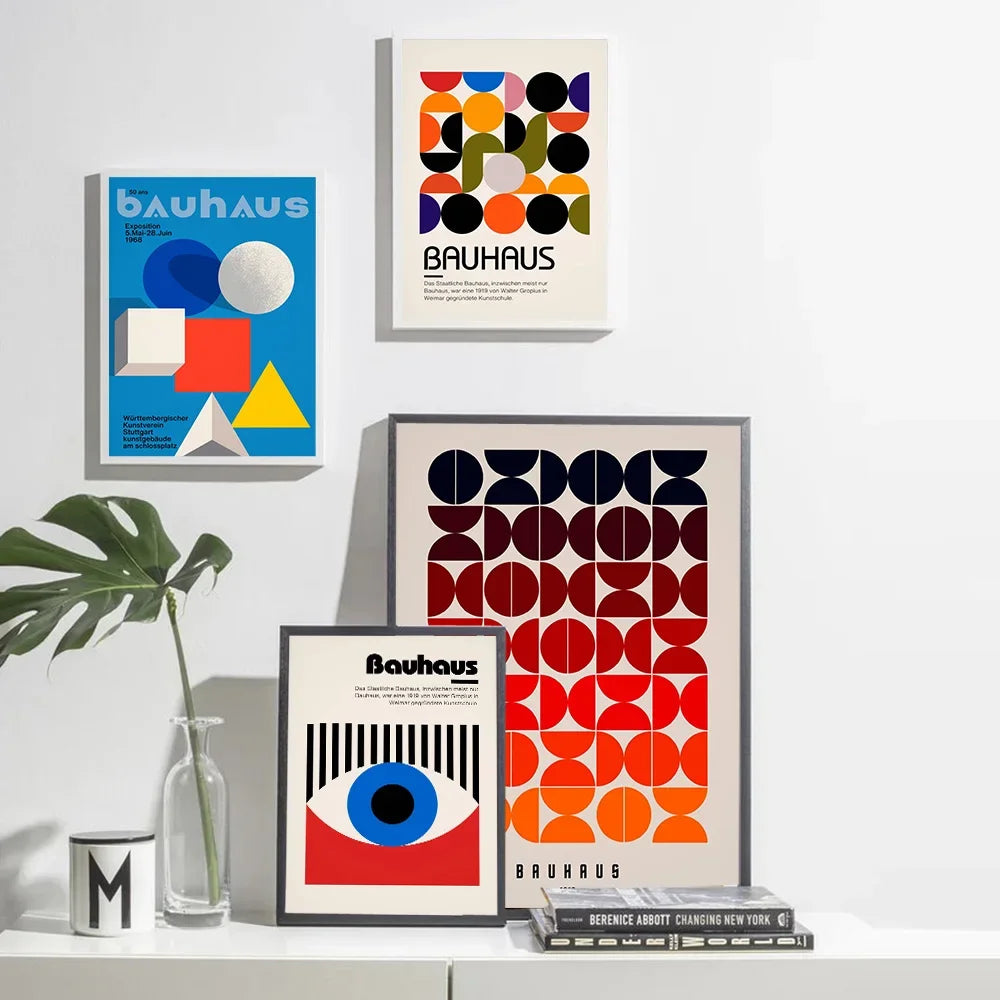 Impression sur toile murale Bauhaus avec citation rose moderne nordique