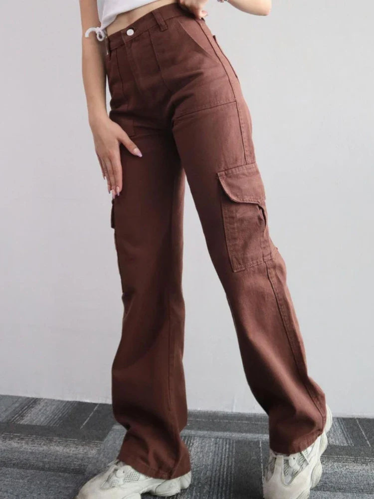 Loose Fit Pants for Women, Comfortable Cotton Spandex Casual Trousers in Multiple Colors-3