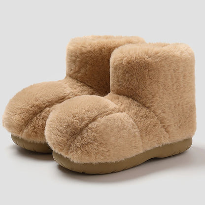 Soft cozy women's slippers - cat-paw design, long-pile plush faux fur, indoor use