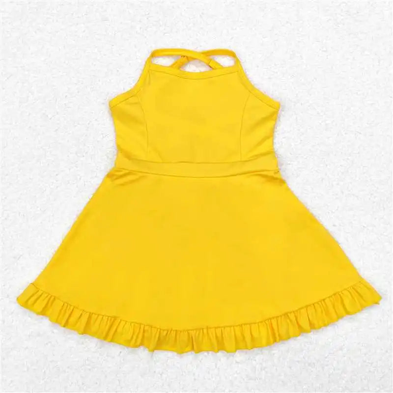 Soft girls' knit dress – knee-length, cotton-elastane, casual wear for active play