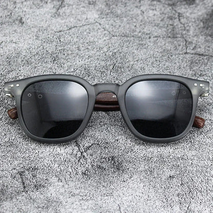 Sunglasses for Men Women Retro Wood Grain Polarized UV Protection Outdoor Shades