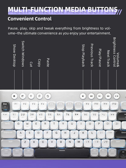 Teclado mecánico inalámbrico de perfil bajo 98 teclas PBT