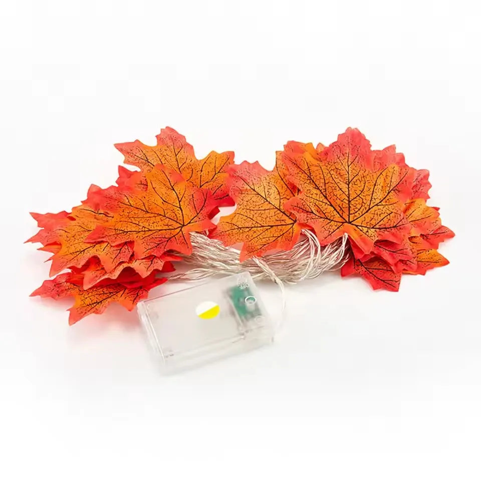 LED String Lights Maple Leaf Garland Halloween Fall 2025 Decor Warm Amber Glow Doorway Accent Lighting