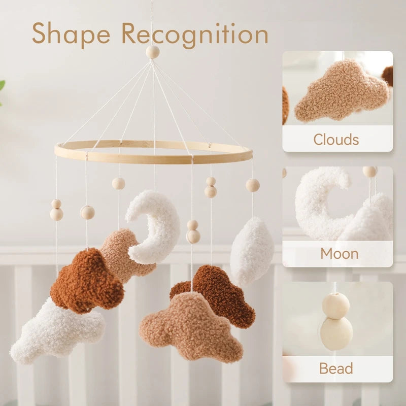 Baby Crib Mobile Wooden Nursery Newborn Sensory Toys