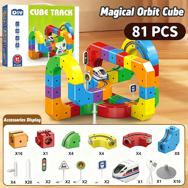 Magnetic Building Set 81 Pieces Track Puzzle With Train STEM Educational Toy Christmas Gift 2025