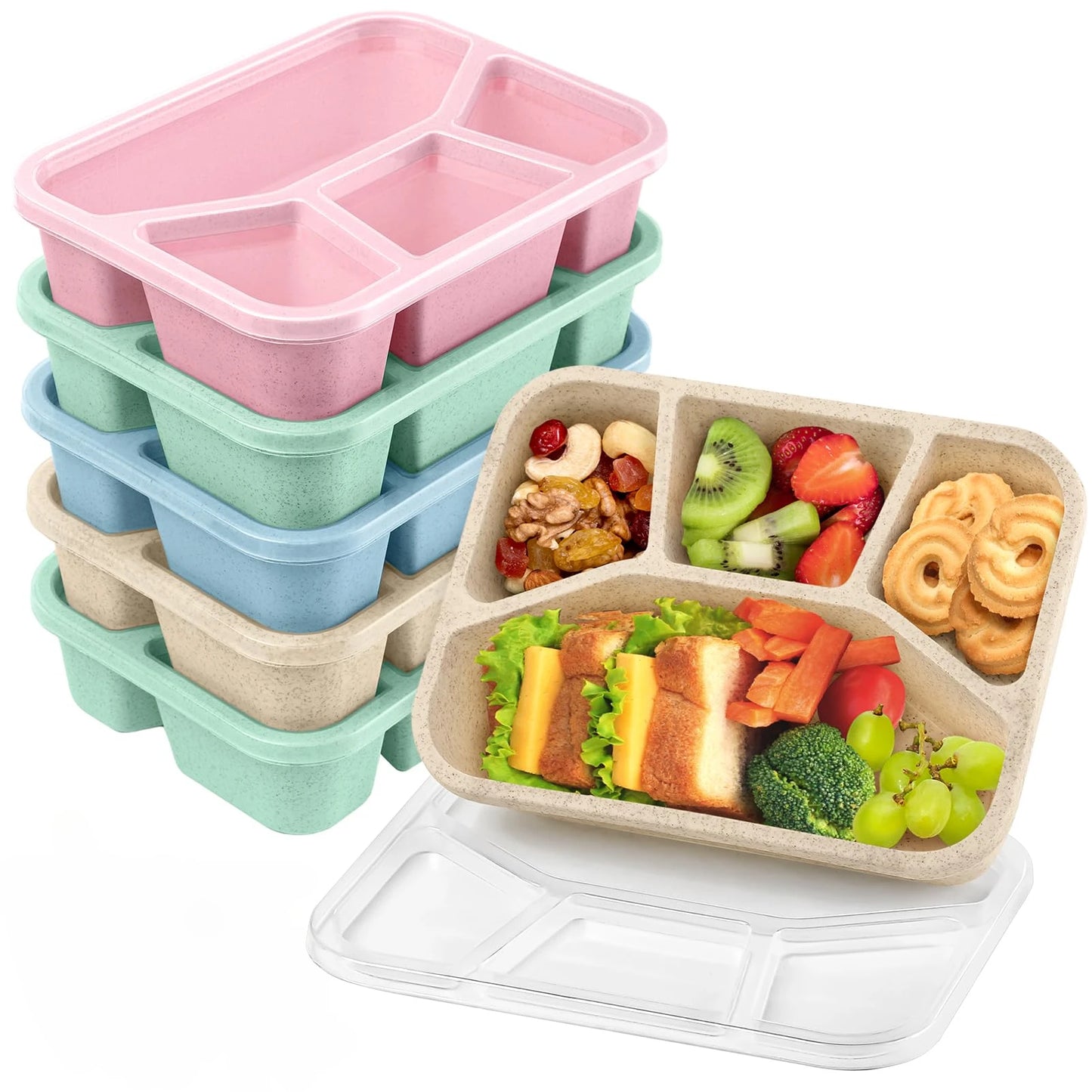 Durable 4-Compartment Bento Lunch Box for Kids - BPA-Free Reusable Meal Prep Container