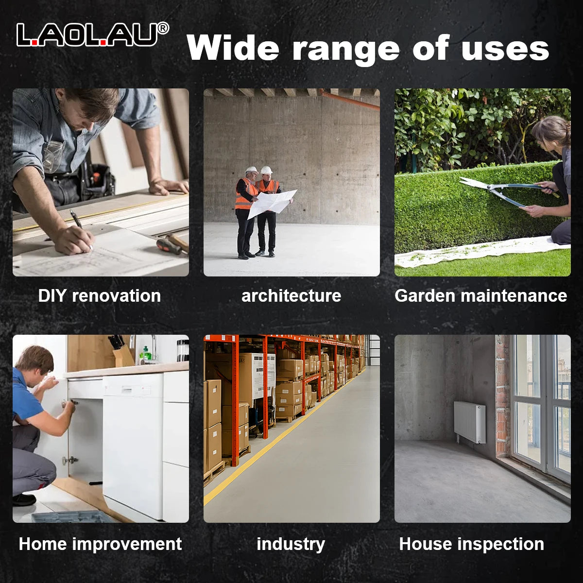 LAOLAU 2-in-1 Laser Tape Measure 5M/16FT – Type-C Rechargeable Class II Laser Auto-Lock Tool 2026