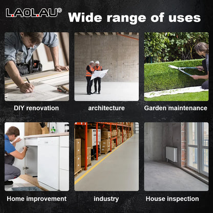 LAOLAU 2-in-1 Laser Tape Measure 5M/16FT – Type-C Rechargeable Class II Laser Auto-Lock Tool 2026