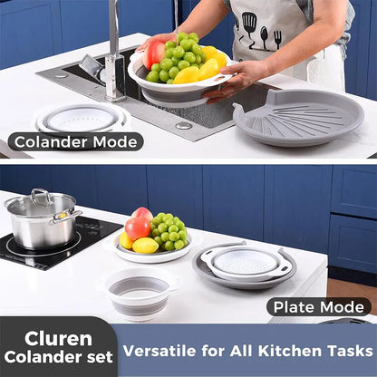 Set de coladores plegables Auto-drenantes para colgar sobre el fregadero Colador de cocina Primavera 2026 Almacenamiento fácil