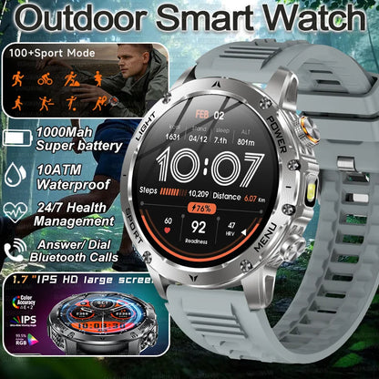 Smart Watch Military Grade Outdoor Fitness Tracker 10ATM Waterproof 100 Plus Sports Modes Fall 2025 Gift