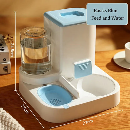 Alimentador automático para mascotas con dispensador de comida y agua por gravedad, sin baterías, manos libres, caída 2025, fácil de limpiar