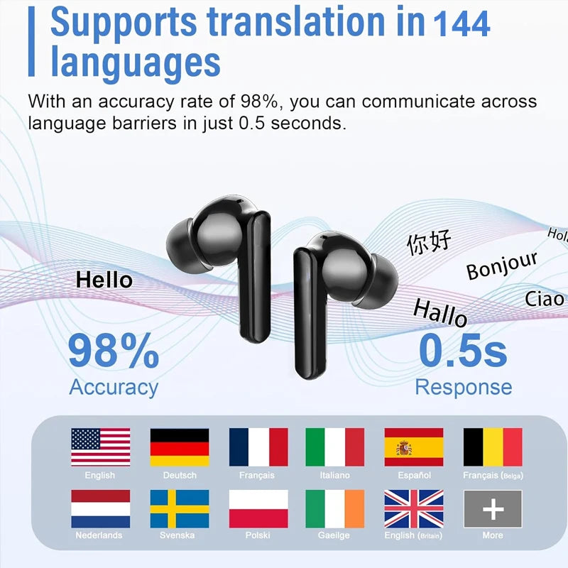 AI Translator Earbuds Real Time 144 Languages With ANC