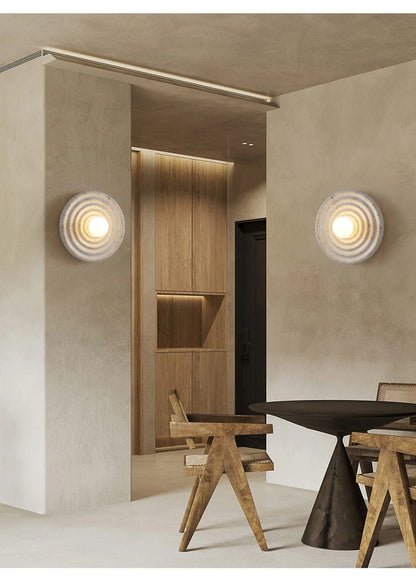 Japandi Wabi Sabi Round Wall Sconce Japanese Minimal LED Light