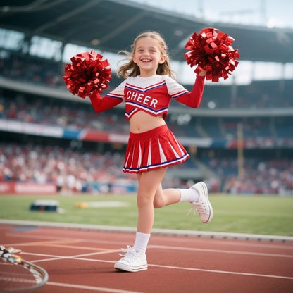 Girls Cheerleader Printed Letter T-Shirt and Skirt Cosplay Costume Set Ages 3–12 Halloween 2026