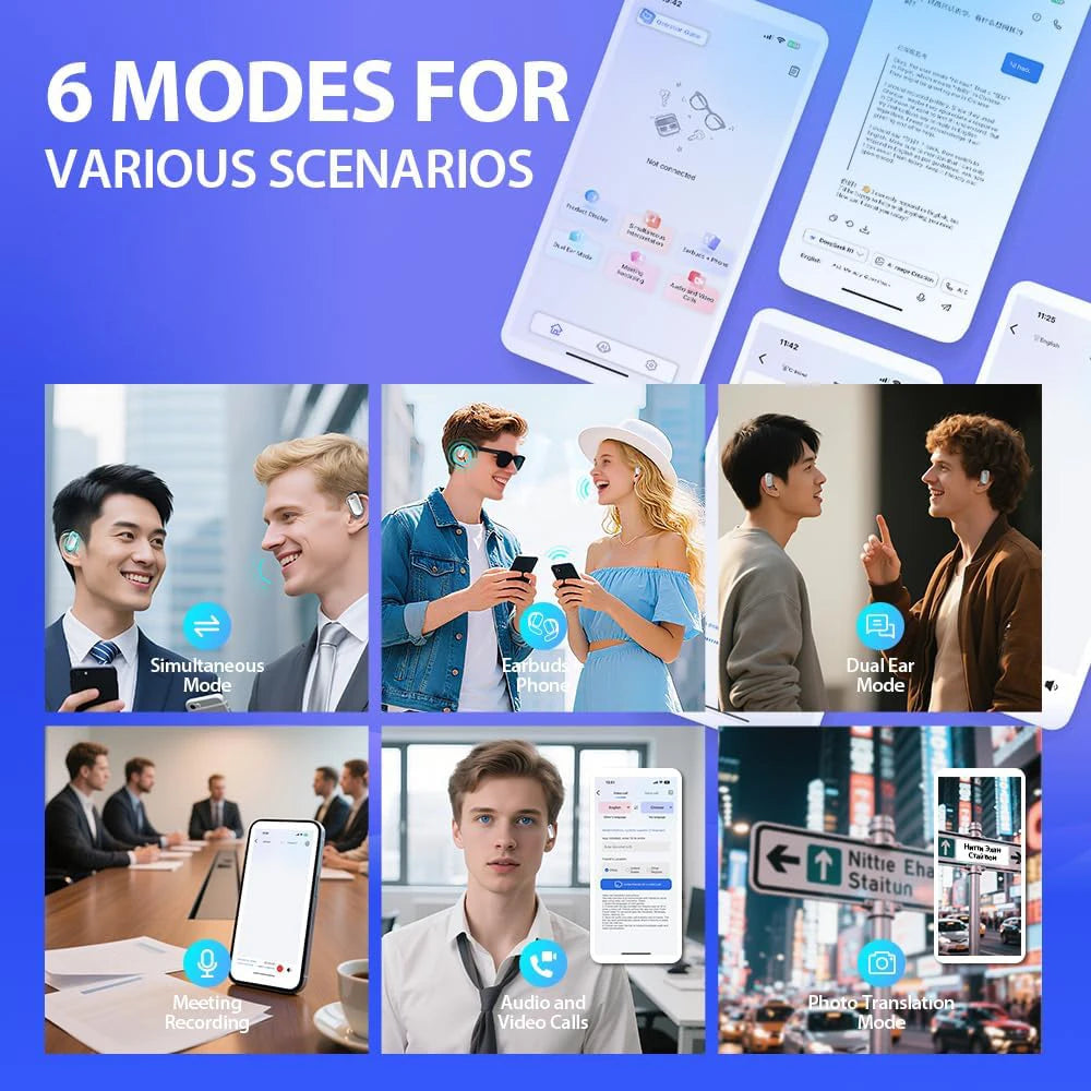 AI Translation Open Ear Earbuds With LCD Touch Screen