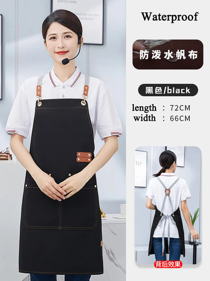 Custom Apron Waterproof Canvas Bib Apron With Adjustable Leather Look Straps Hospitality Fall 2025 Personalized Logo