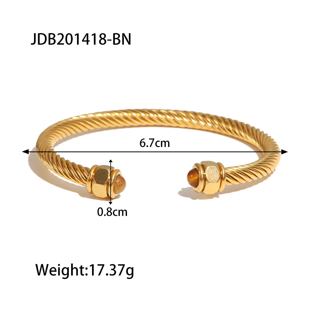 Gold Plated Stainless Steel Stackable Bracelet Set Cuff Jewelry For Elegant Layering Spring 2026 Gift