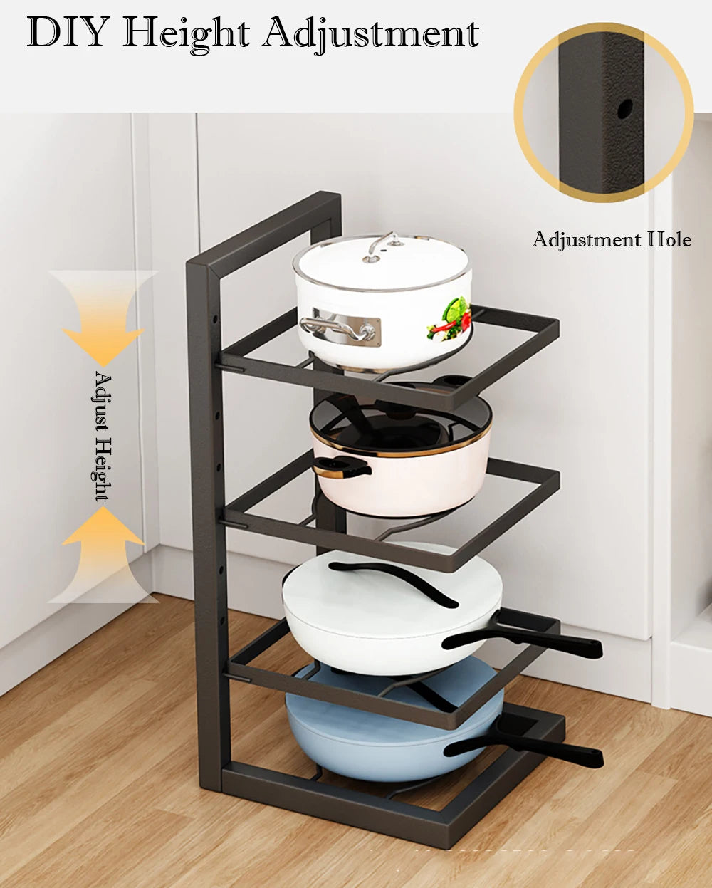 Adjustable Pot Rack Stainless Steel Multi Layer Organizer