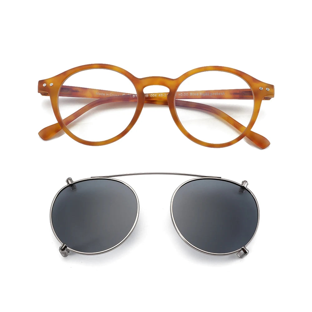 Clip-On Zonnebril Retro Ronde Monturen Anti Blauw Licht Polariserende Clip-Ons Zomer 2026