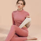 Velvet Thermal Underwear Set for Women - Warm Mid-High Collar Base Layer, Seamless Loungewear for Winter