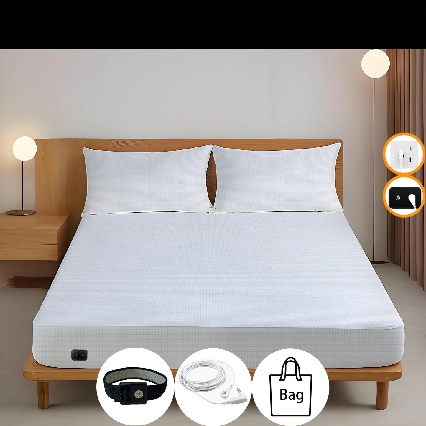 Earthing Silver Fiber Fitted Sheet Anti Static Grounding