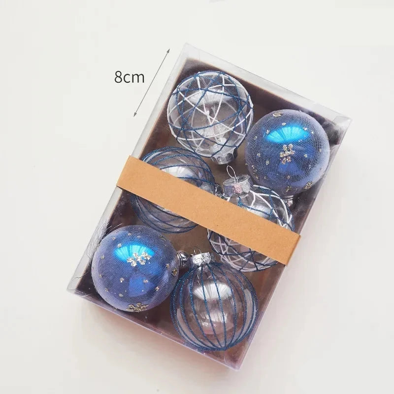 Set of 6 Colorful Christmas Tree Ball Ornaments - 6/8cm Holiday Decorative Spheres for Festive Parties and Gift Giving 2024