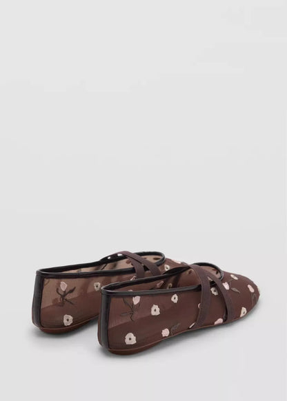 Bailarinas ligeras para mujer - Mary Jane, malla bordada