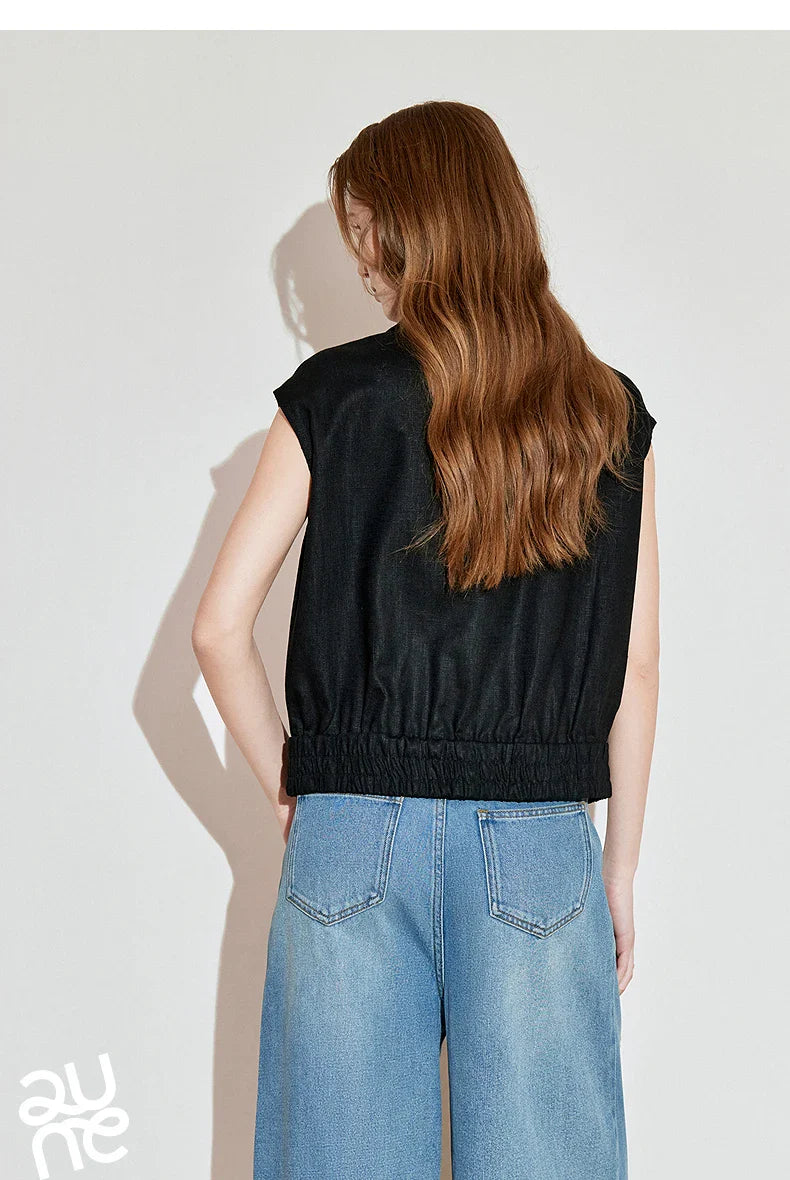 Lightweight Women's Sleeveless Jacket - Linen Cotton, Spring