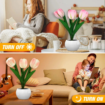 LED natlys tulipan bordlampe romantisk stemningsblomst lys efterår 2025 hjemmedekoration gave