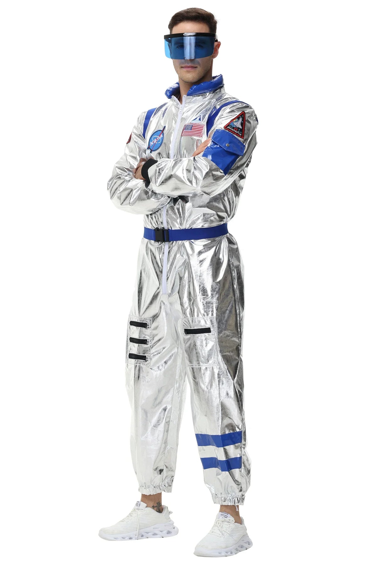 Zilverkleurig astronautenruimtepak voor volwassenen, jumpsuit voor koppels, cosplay voor Halloween, carnaval en verkleedfeesten 2026