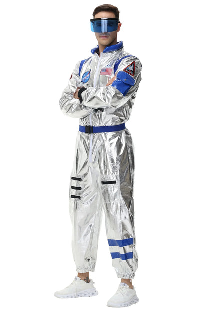 Zilverkleurig astronautenruimtepak voor volwassenen, jumpsuit voor koppels, cosplay voor Halloween, carnaval en verkleedfeesten 2026