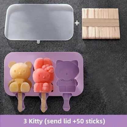 Variant image for Silicone Ice Cream Mold Set with Lids, Fun Shapes Ice Pop Maker for Homemade Treats, Easy Release and Dishwasher Safe-4