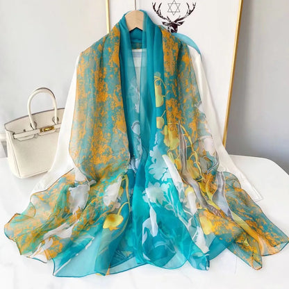 Lightweight Flowy Women’s Silk Scarf - Long Sheer Wrap