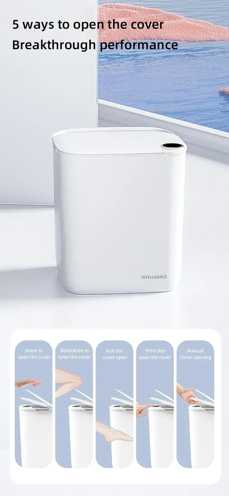 Smart Sensor Trash Can 18L With Display Type C Recharge