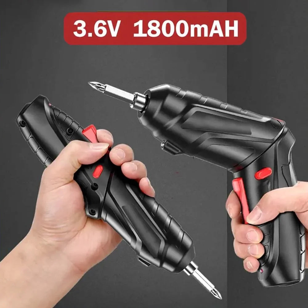 Cordless Electric Drill and Screwdriver Set - 3.6V Home Tools with 1800mAh Battery, Compact Design