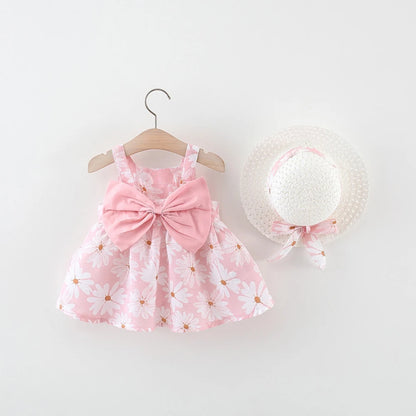 Weiches Baby-Mädchenkleid – floraler A-Linien-Schnitt, fließende Baumwoll-Polyester-Mischung, für Sommer-Strandparty