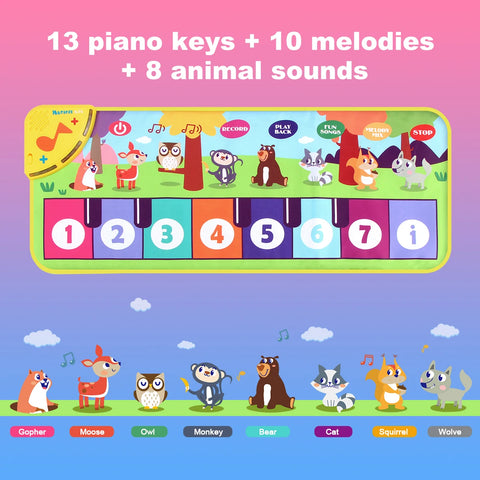 Multifunctional Musical Dance Mat for Toddlers - Interactive Piano Keyboard with Animal Sounds, Educational Gift for Kids, Portable Fun!