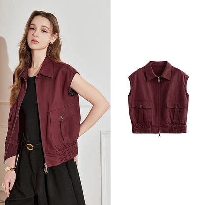 Lightweight Women's Sleeveless Jacket - Linen Cotton, Spring