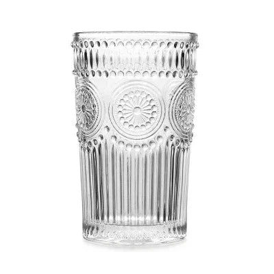 Glass Tumbler 350ml Engraved Sunflower Vintage Drinkware Summer 2025 Tableware Elegant Gift Idea