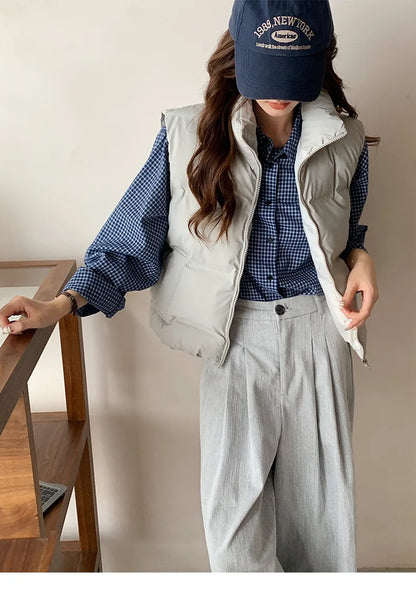 Lightweight Women's Down Vest - Cropped Boxy, Duck Fill