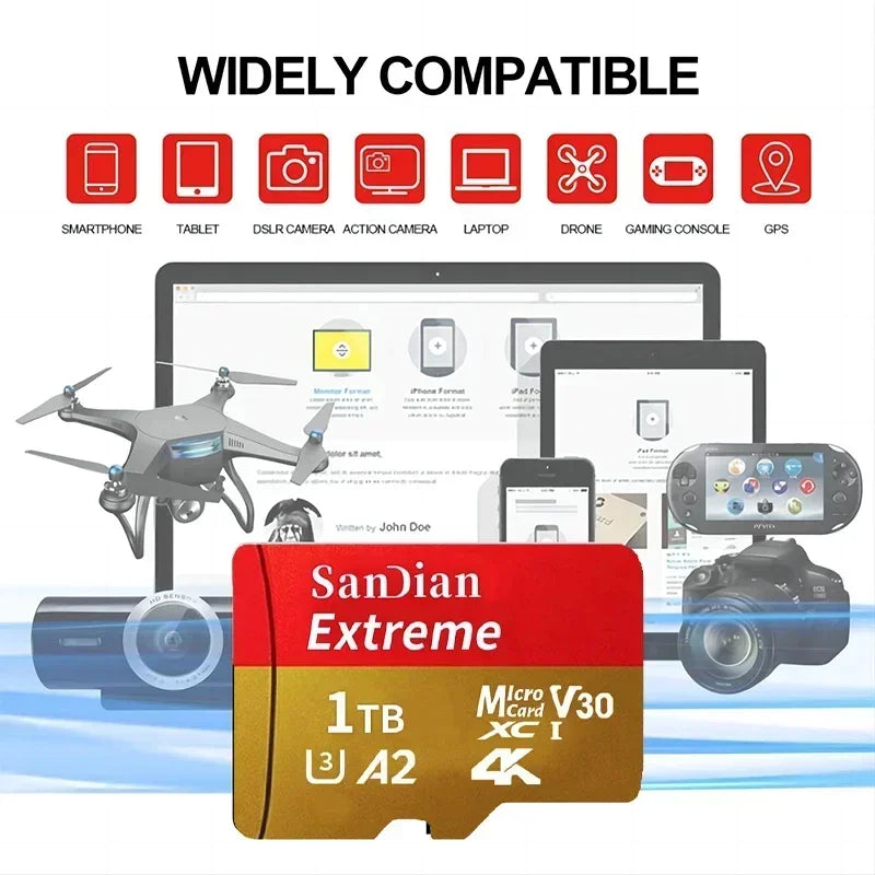 Tarjeta MicroSD 1TB UHS I Clase 10 Almacenamiento de Alta Velocidad