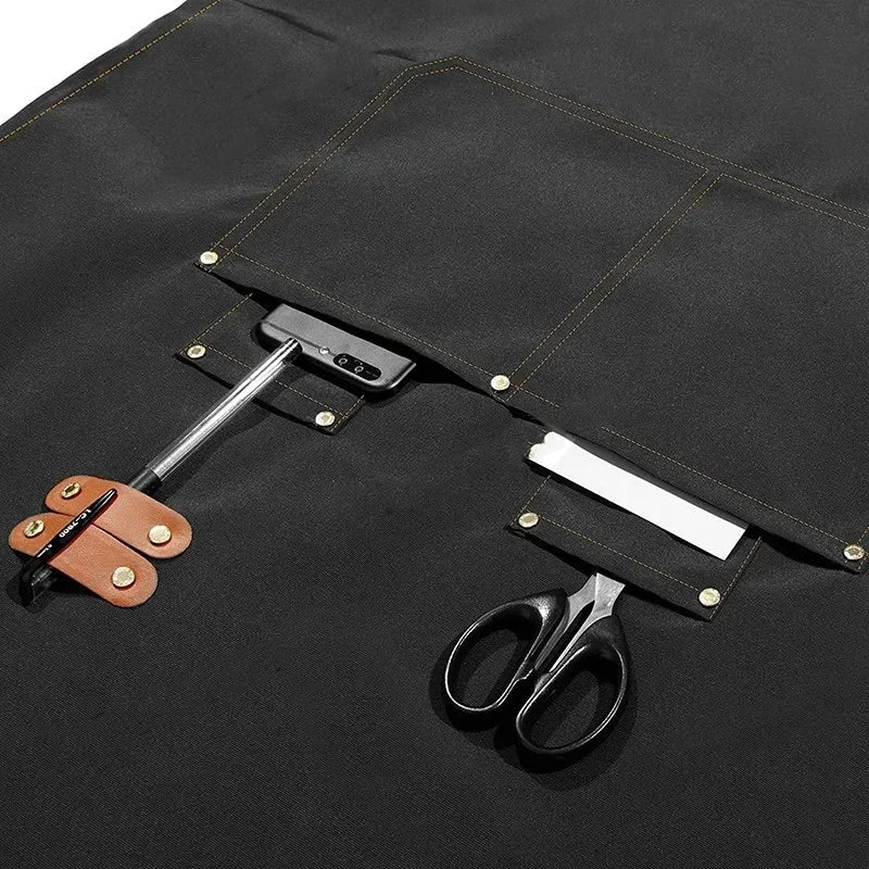 Kitchen Apron Professional Bib Apron Restaurant Work Apron Fall 2025 Waterproof Pockets Durable